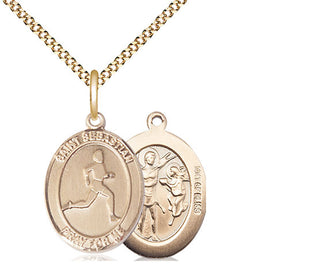 14kt Gold Filled Saint Sebastian Track and Field Medal Religious Jewelry