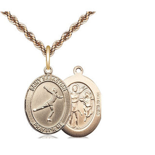 14kt Gold Filled Saint Sebastian Figure Skating Medal Religious Jewelry