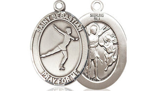 Sterling Silver Saint Sebastian Figure Skating Medal Religious Jewelry
