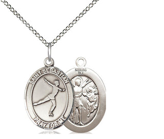 Sterling Silver Saint Sebastian Figure Skating Medal Religious Jewelry