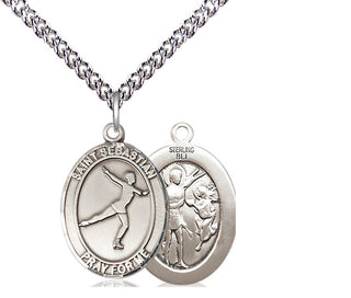 Sterling Silver Saint Sebastian Figure Skating Medal Religious Jewelry