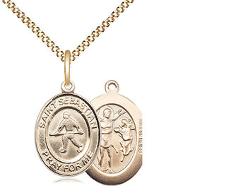 14kt Gold Filled Saint Sebastian Field Hockey Medal Religious Jewelry