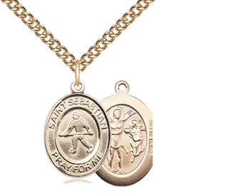 14kt Gold Filled Saint Sebastian Field Hockey Medal Religious Jewelry