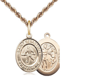 14kt Gold Filled Saint Sebastian Field Hockey Medal Religious Jewelry