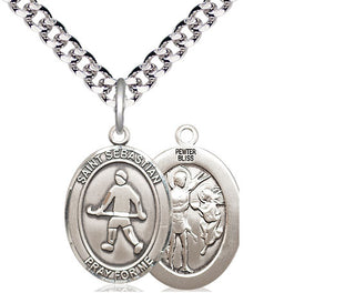 Pewter Saint Sebastian Field Hockey Medal Religious Jewelry