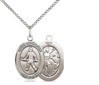 Sterling Silver Saint Sebastian Field Hockey Medal Religious Jewelry