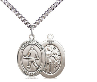 Sterling Silver Saint Sebastian Field Hockey Medal Religious Jewelry