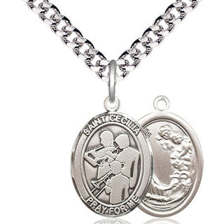 Pewter Saint Cecilia Marching Band Medal Religious Jewelry
