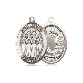 Sterling Silver Saint Cecilia Choir Medal Religious Jewelry