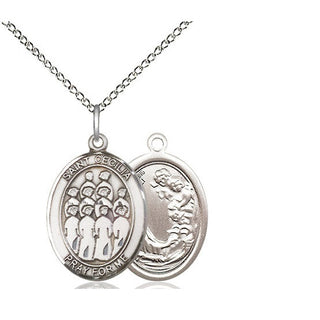 Sterling Silver Saint Cecilia Choir Medal Religious Jewelry