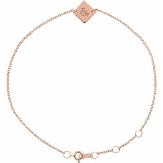 14K Rose Engravable Geometric 6 1/2-7 1/2" Bracelet
