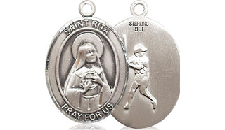 Sterling Silver Saint Rita Baseball Medal Religious Jewelry