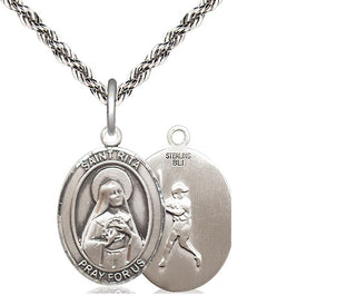 Sterling Silver Saint Rita Baseball Medal Religious Jewelry