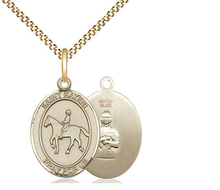 14kt Gold Filled Saint Kateri Equestrian Medal Religious Jewelry