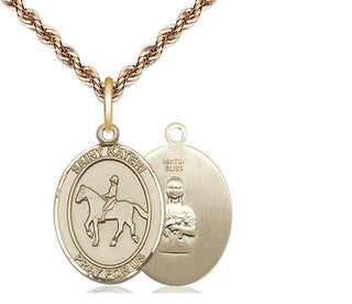 14kt Gold Filled Saint Kateri Equestrian Medal Religious Jewelry