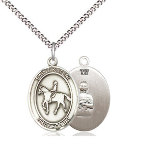 Pewter Saint Kateri Equestrian Medal Religious Jewelry