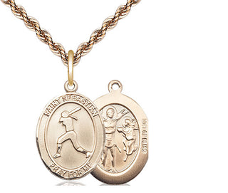 14kt Gold Filled Saint Sebastian  Softball Medal Religious Jewelry