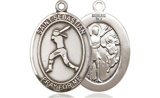 Sterling Silver Saint Sebastian  Softball Medal Religious Jewelry