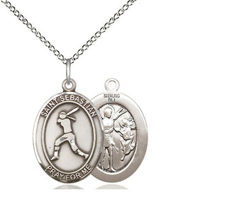 Sterling Silver Saint Sebastian  Softball Medal Religious Jewelry