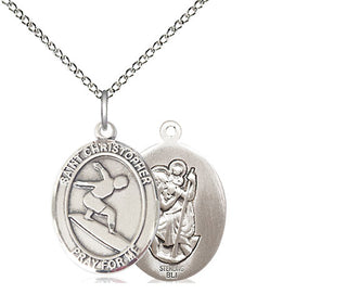 Sterling Silver Saint Christopher Surfing Medal Religious Jewelry