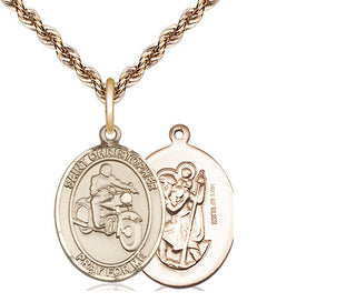14kt Gold Filled Saint Christopher Motorcycle Medal Religious Jewelry