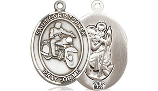 Pewter Saint Christopher Motorcycle Medal