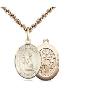 14kt Gold Filled Saint Sebastian Rugby Medal Religious Jewelry
