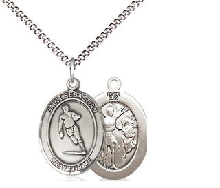 Pewter Saint Sebastian Rugby Medal Religious Jewelry