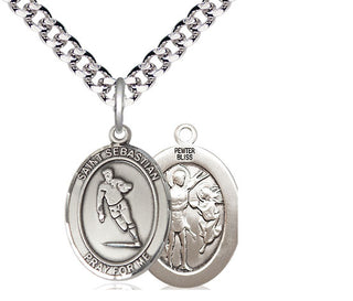 Pewter Saint Sebastian Rugby Medal Religious Jewelry