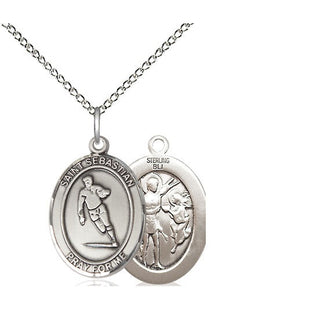 Sterling Silver Saint Sebastian Rugby Medal Religious Jewelry