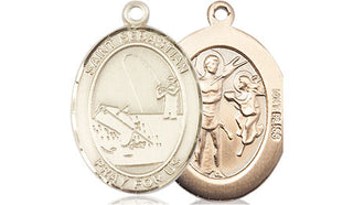 14kt Gold Saint Sebastian Fishing Medal
