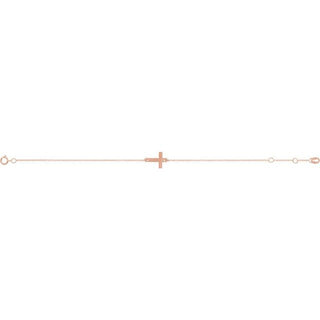 14K Rose Engravable Cross 6 1/2-7 1/2" Bracelet