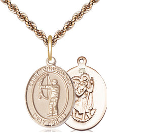 14kt Gold Saint Christopher Archery Medal
