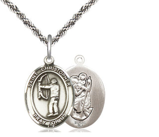 Sterling Silver Saint Christopher Archery Medal Religious Jewelry