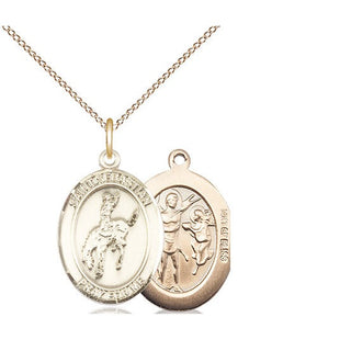 14kt Gold Filled Saint Sebastian Rodeo Medal Religious Jewelry