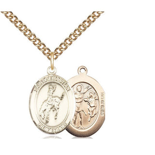 14kt Gold Filled Saint Sebastian Rodeo Medal Religious Jewelry