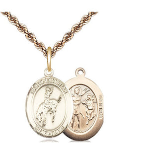 14kt Gold Filled Saint Sebastian Rodeo Medal Religious Jewelry
