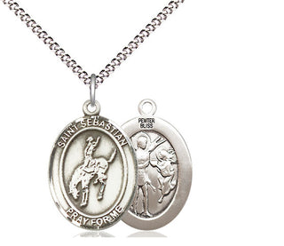 Pewter Saint Sebastian Rodeo Medal Religious Jewelry
