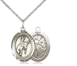 Sterling Silver Saint Sebastian Rodeo Medal Religious Jewelry