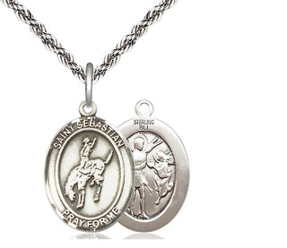Sterling Silver Saint Sebastian Rodeo Medal Religious Jewelry
