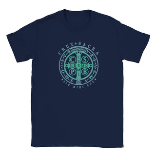 St. Benedict Medal Teal Gradient T-Shirt - view 14