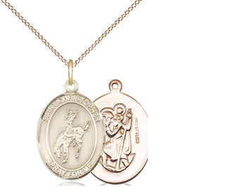 14kt Gold Filled Saint Christopher Rodeo Medal Religious Jewelry