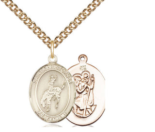 14kt Gold Saint Christopher Rodeo Medal