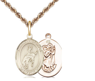 14kt Gold Saint Christopher Rodeo Medal