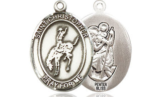 Pewter Saint Christopher Rodeo Medal