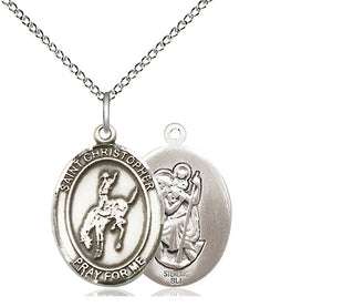 Sterling Silver Saint Christopher Rodeo Medal Religious Jewelry