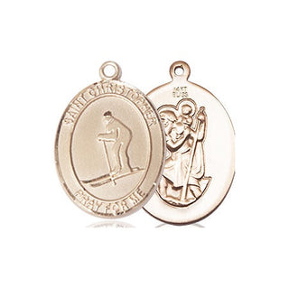 14kt Gold Saint Christopher Skiing Medal