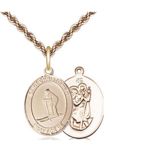 14kt Gold Saint Christopher Skiing Medal