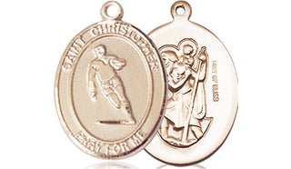 14kt Gold Filled Saint Christopher Rugby Medal