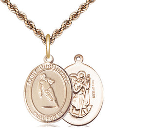 14kt Gold Filled Saint Christopher Rugby Medal Religious Jewelry